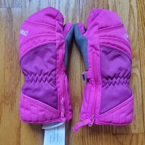Head Jr. Size XS Ski/Snow Pink Mittens With Side Zip For Easy On 2-3T
